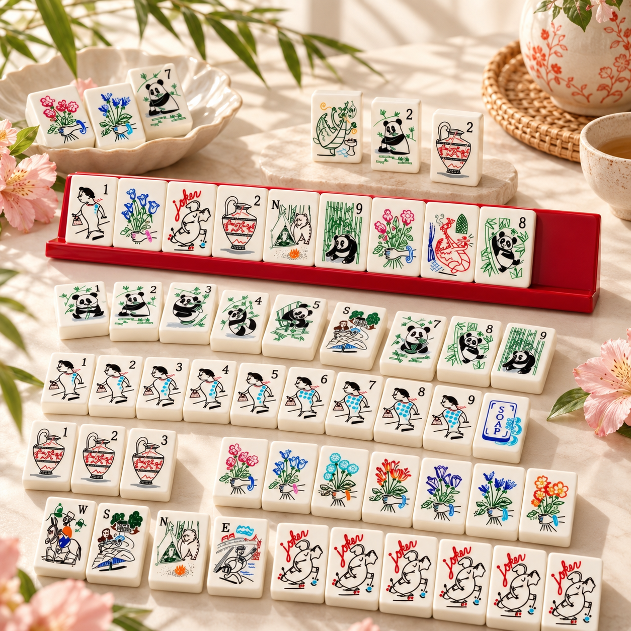 Panda Garden American Mahjong Tiles
