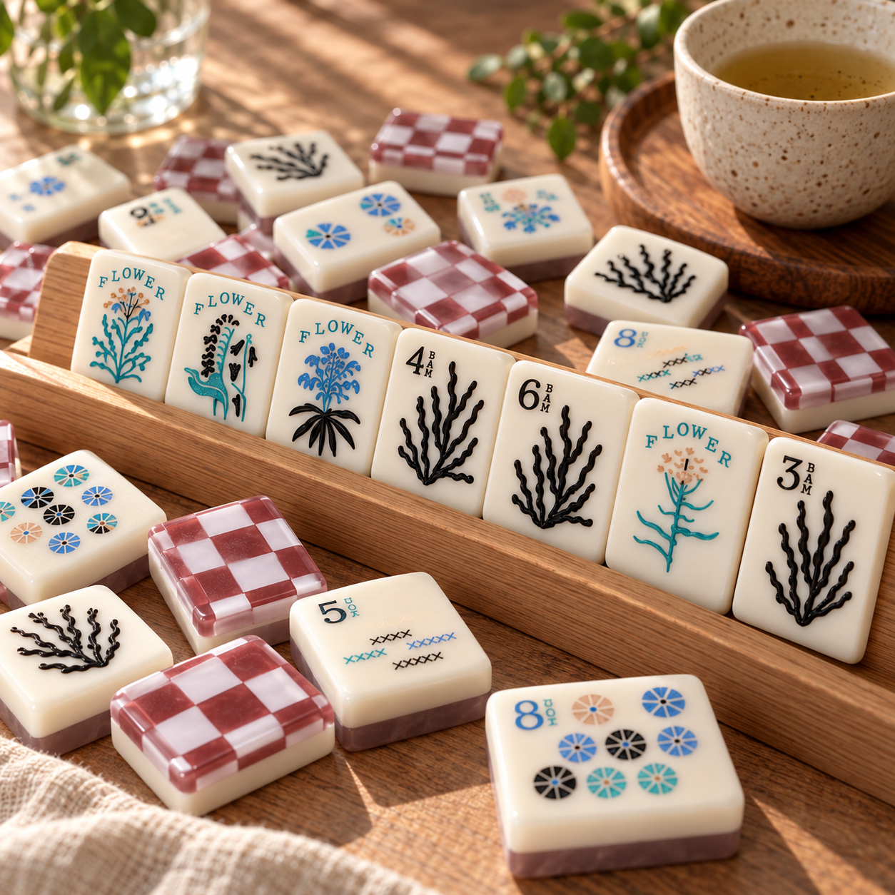 Coastal Check American Mahjong Tiles