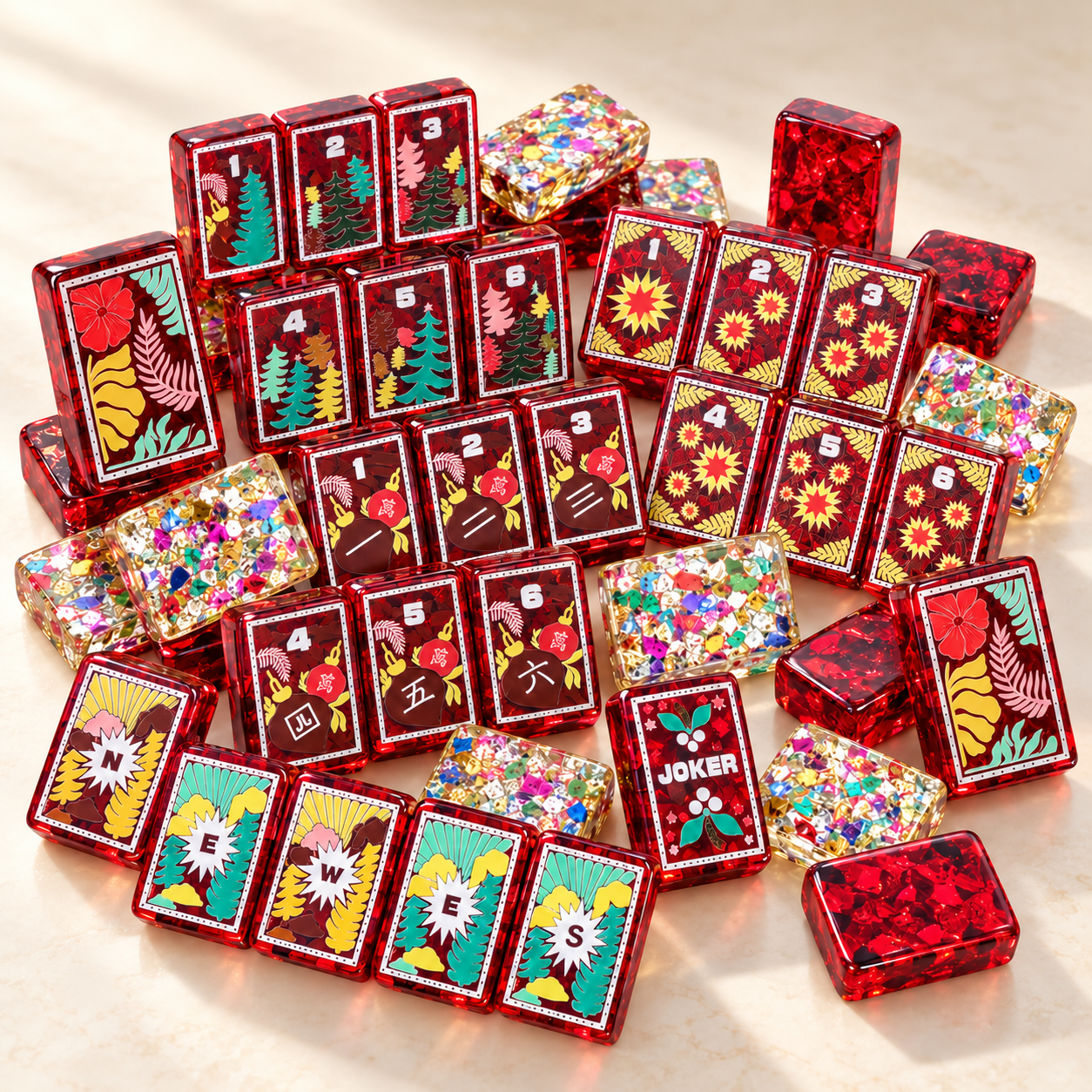 Ruby Mosaic American Mahjong Tiles