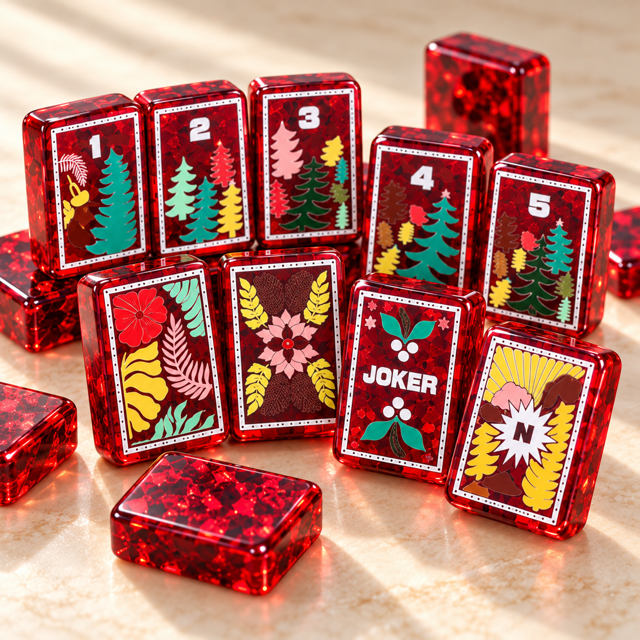 Ruby Mosaic American Mahjong Tiles