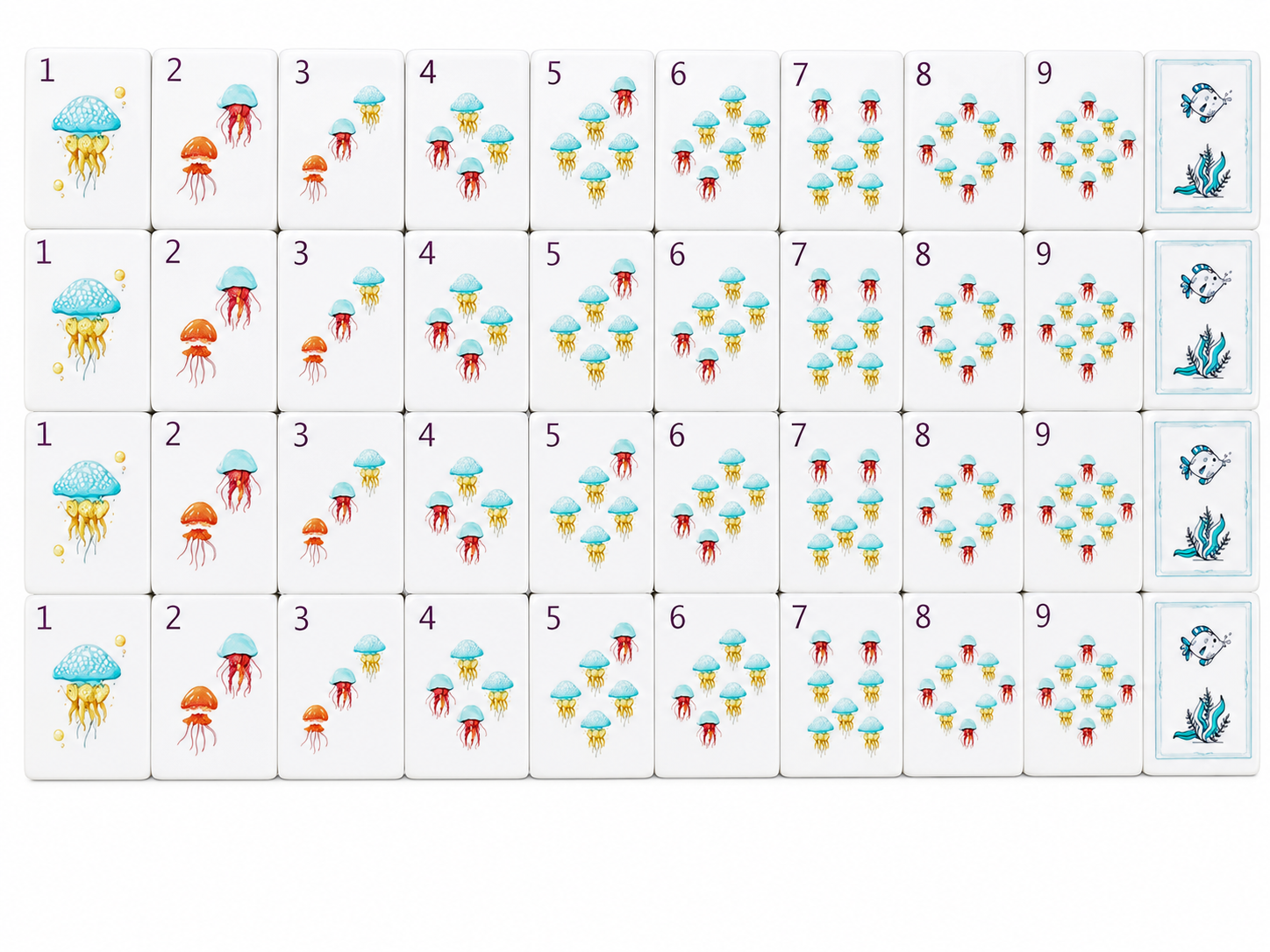 Ocean Reef Blue Mahjong Tiles