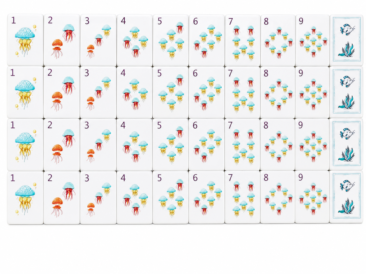 Ocean Reef Blue Mahjong Tiles