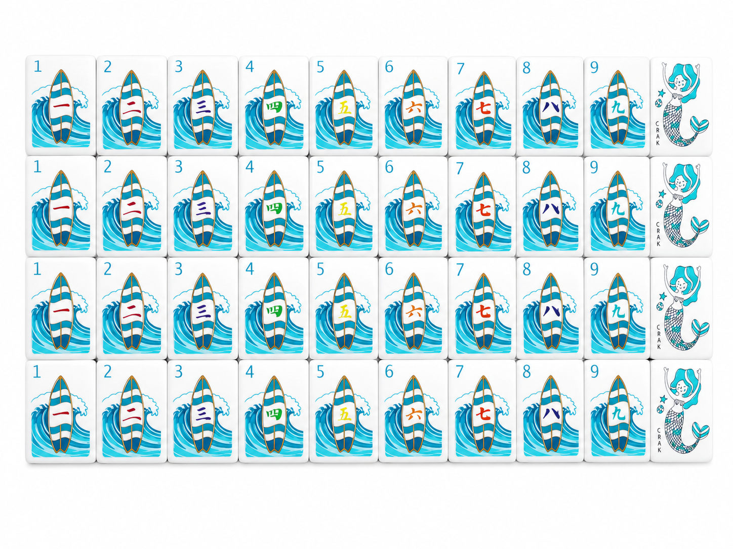 Ocean Reef Blue Mahjong Tiles