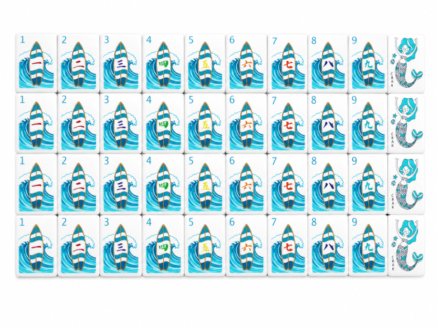 Ocean Reef Blue Mahjong Tiles