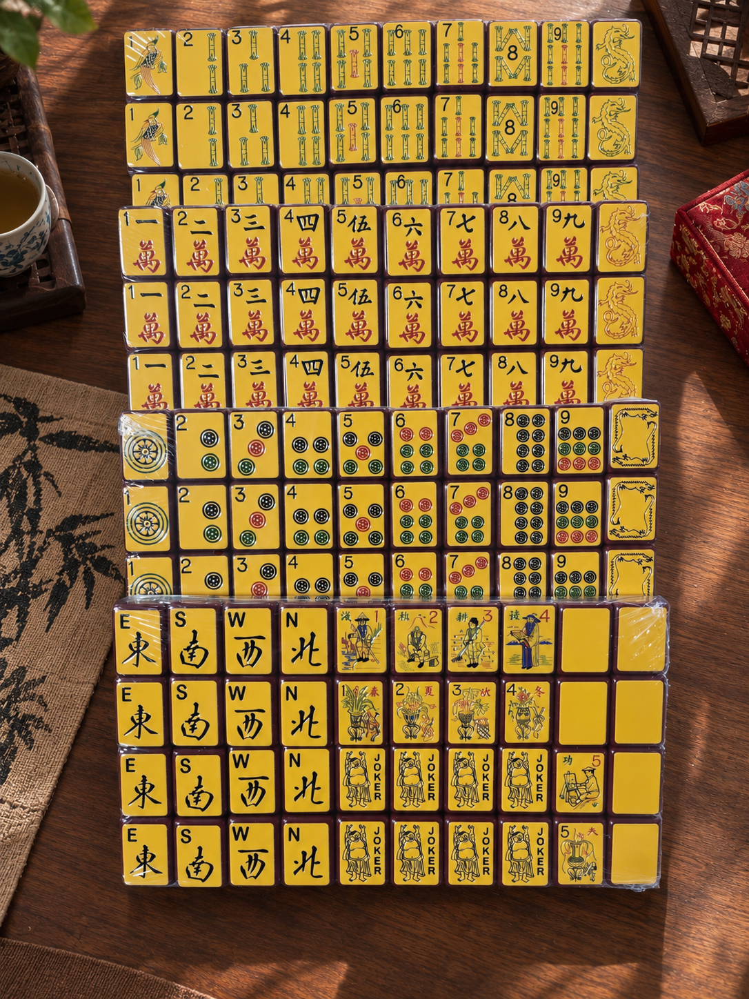 Vintage Red Heritage Mahjong Tiles