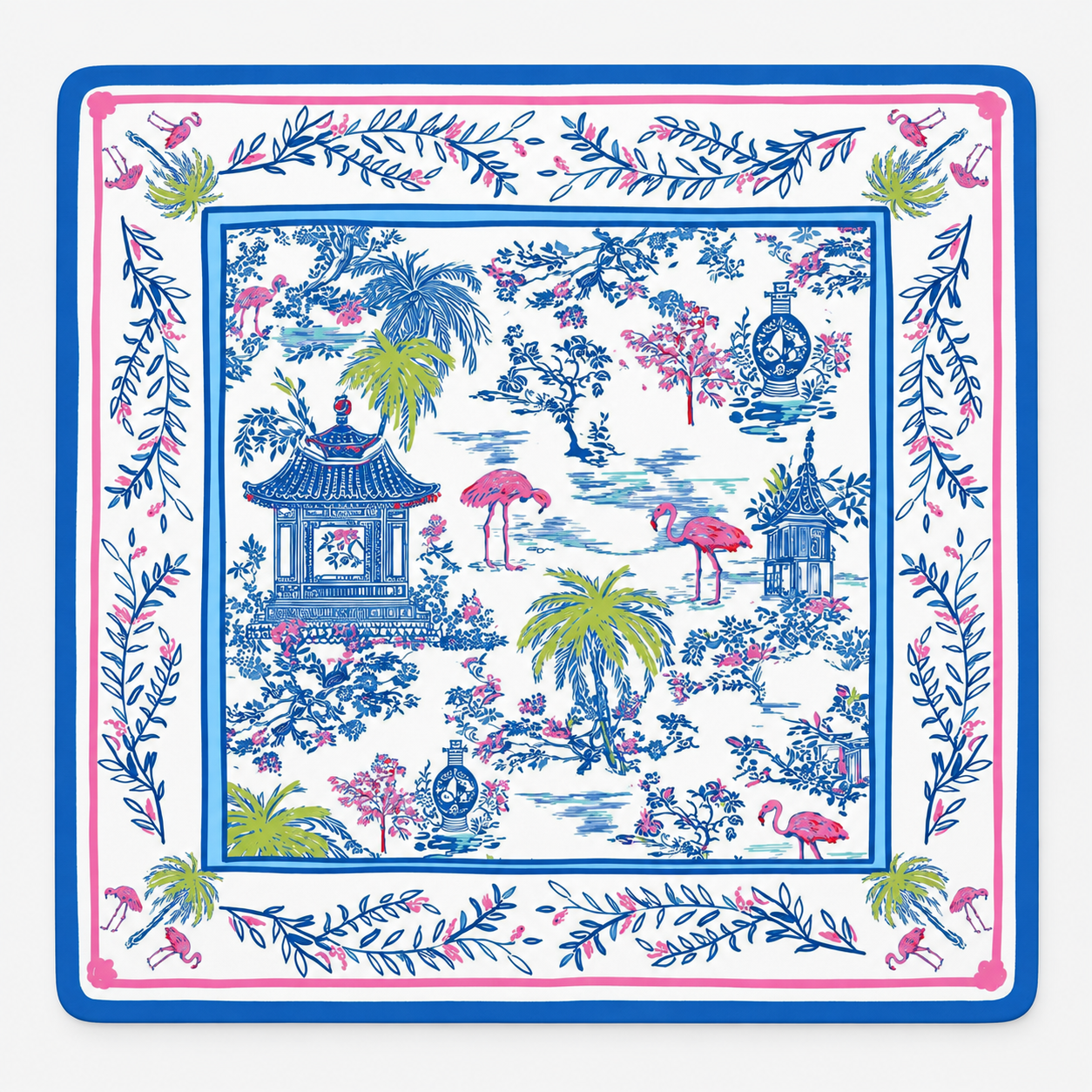 Flamingo Chinoiserie Garden Mahjong Mat
