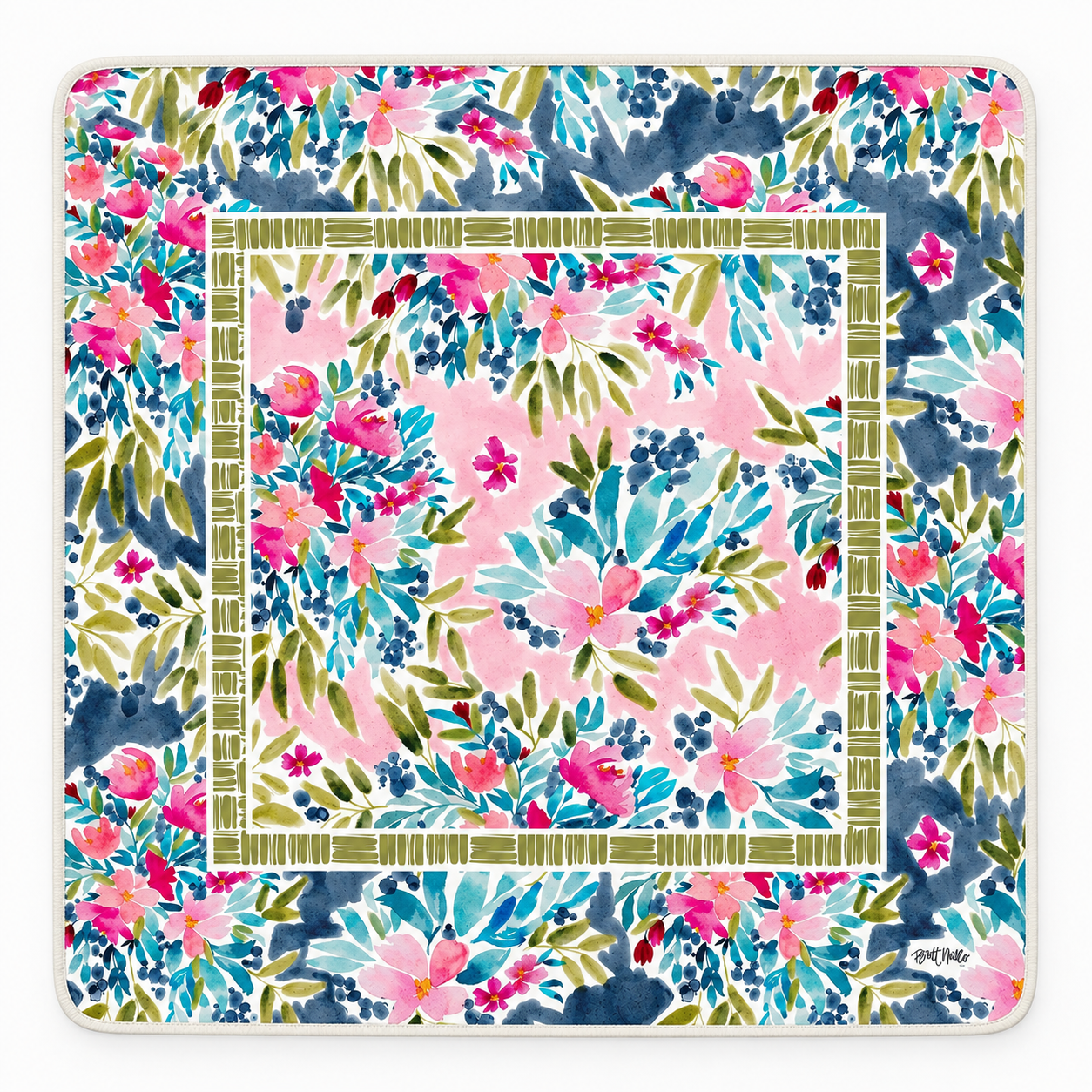 Watercolor Botanical Bloom Mahjong Mat