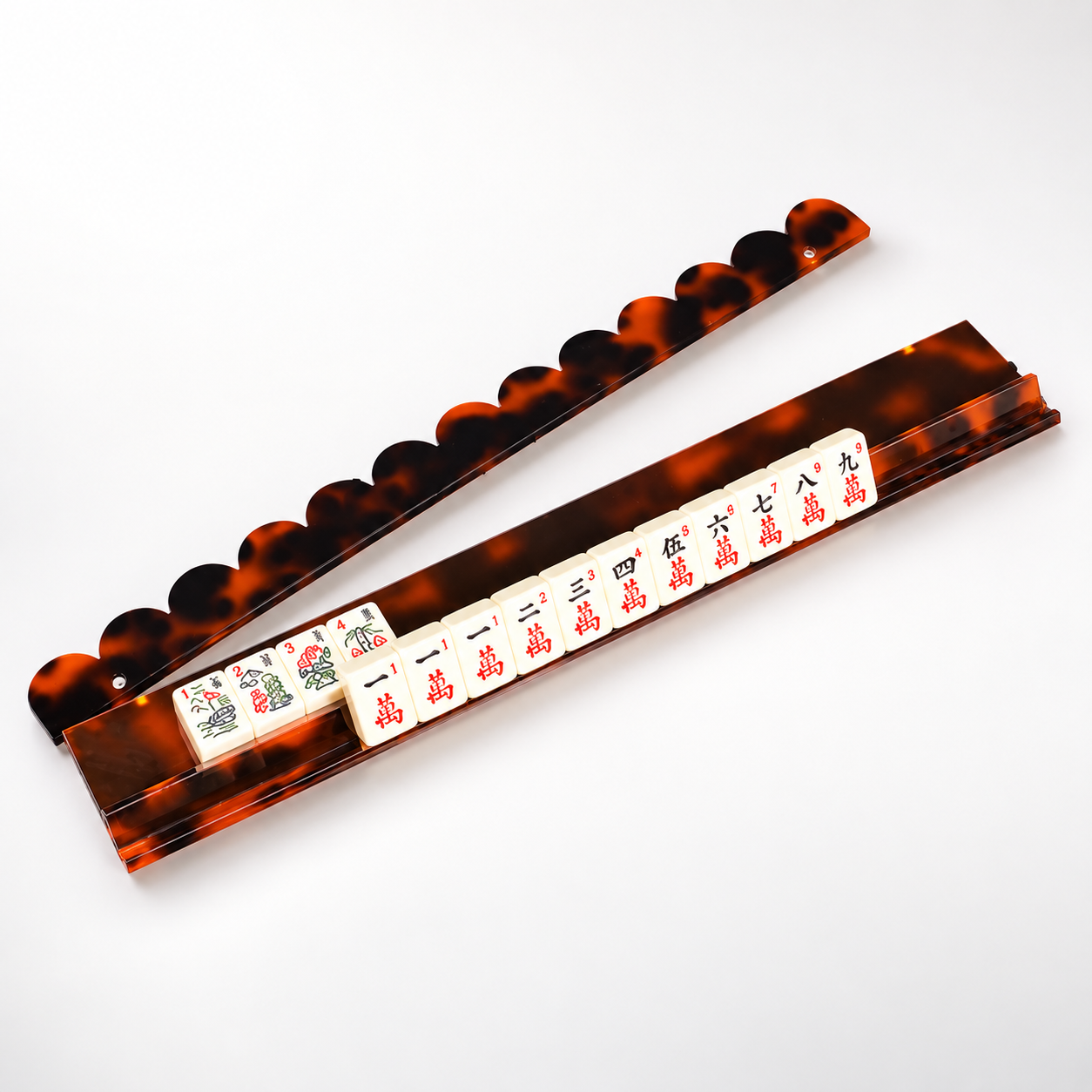 Amber Tortoiseshell Mahjong Rack & Pusher Set