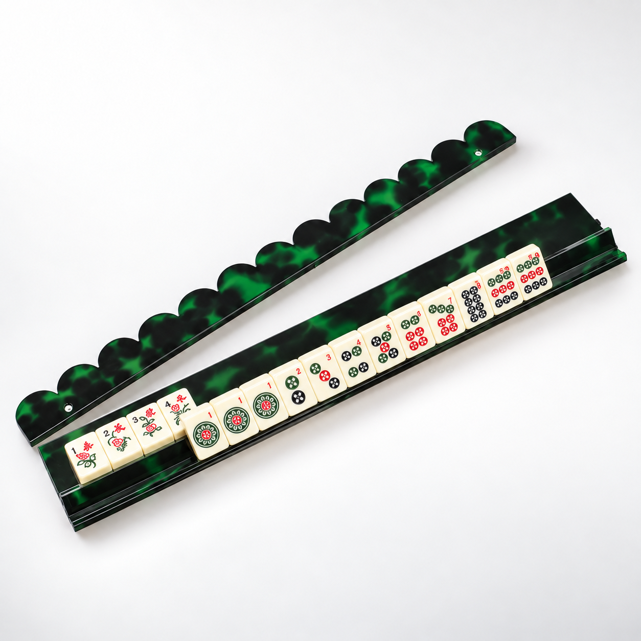 Emerald Marble Mahjong Rack & Pusher Set