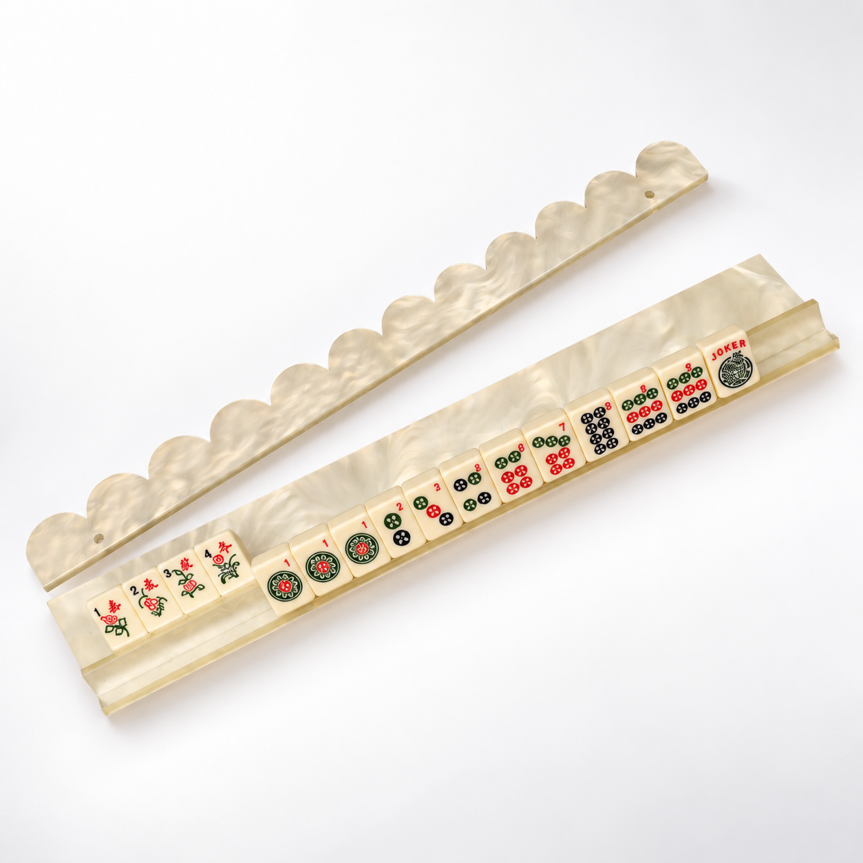 Ivory Pearl Mahjong Rack & Pusher Set
