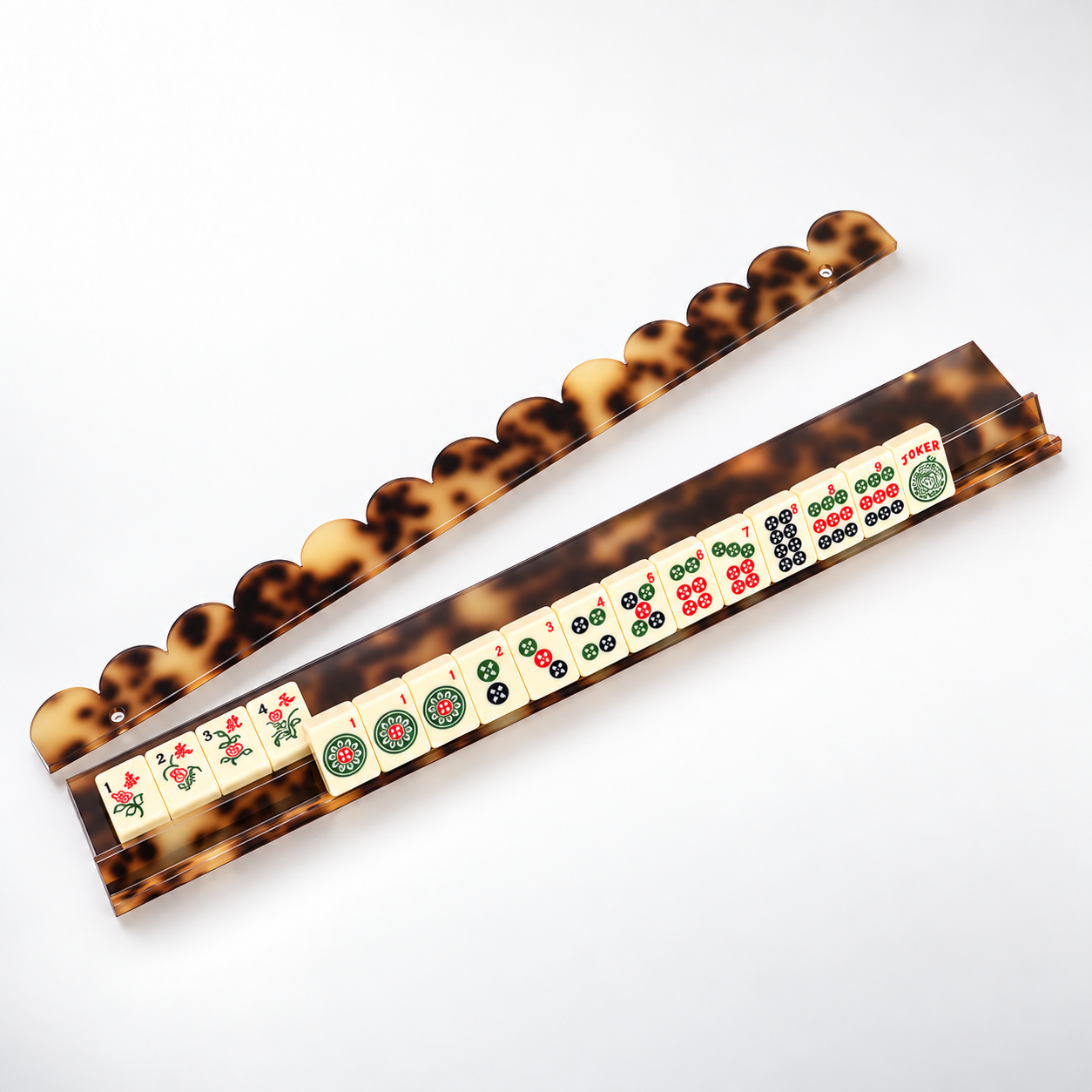 Golden Tortoiseshell Mahjong Rack & Pusher Set