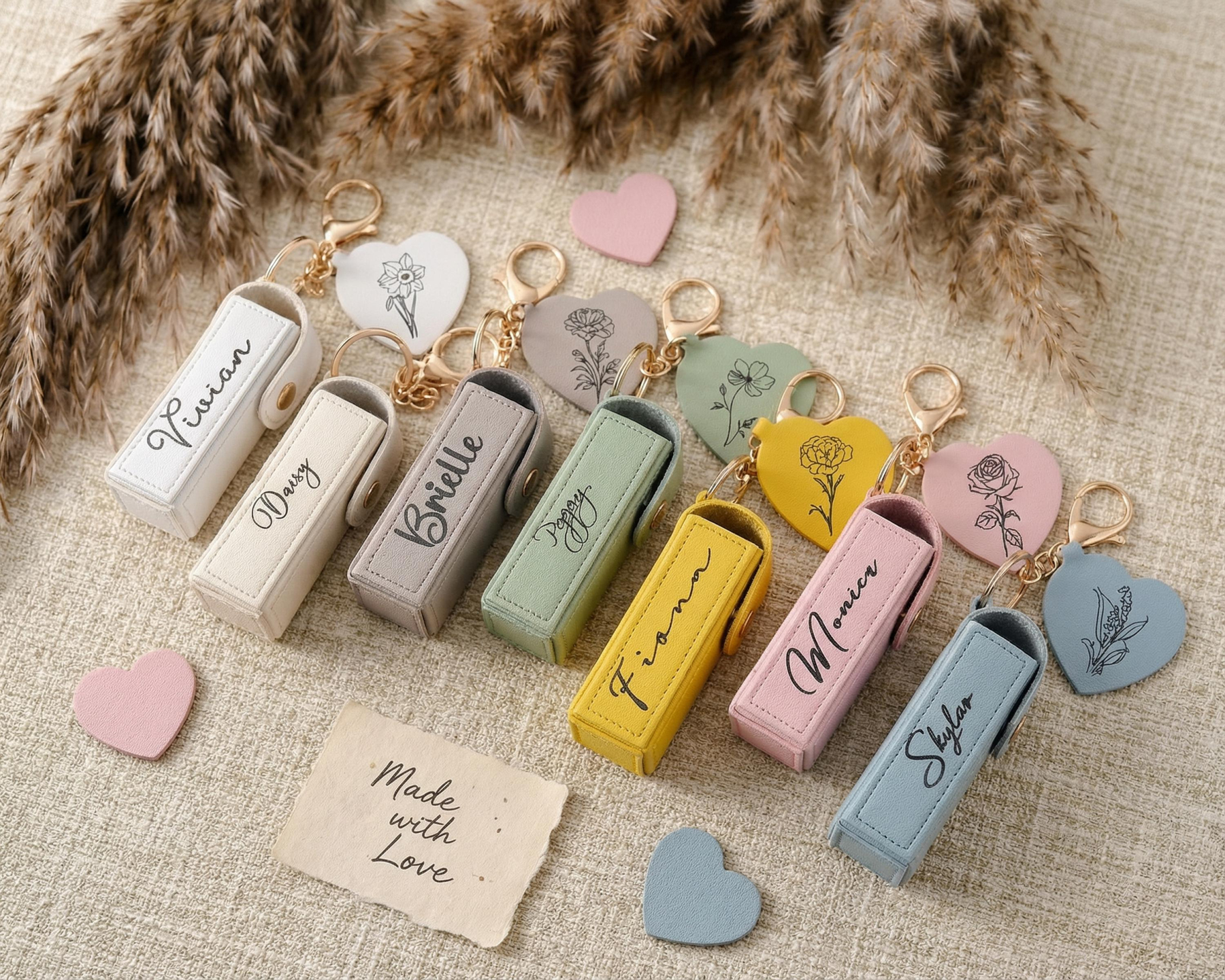 Personalized Lip Balm Bag Keychain with Mirror