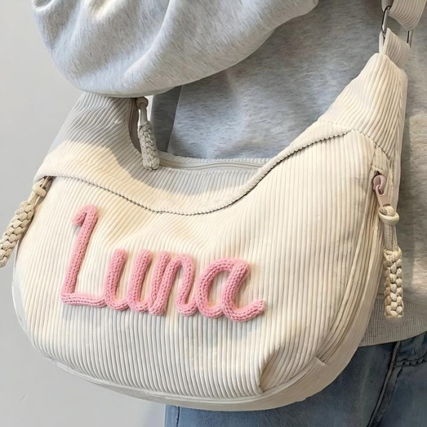 Personalized Corduroy Crossbody Bag