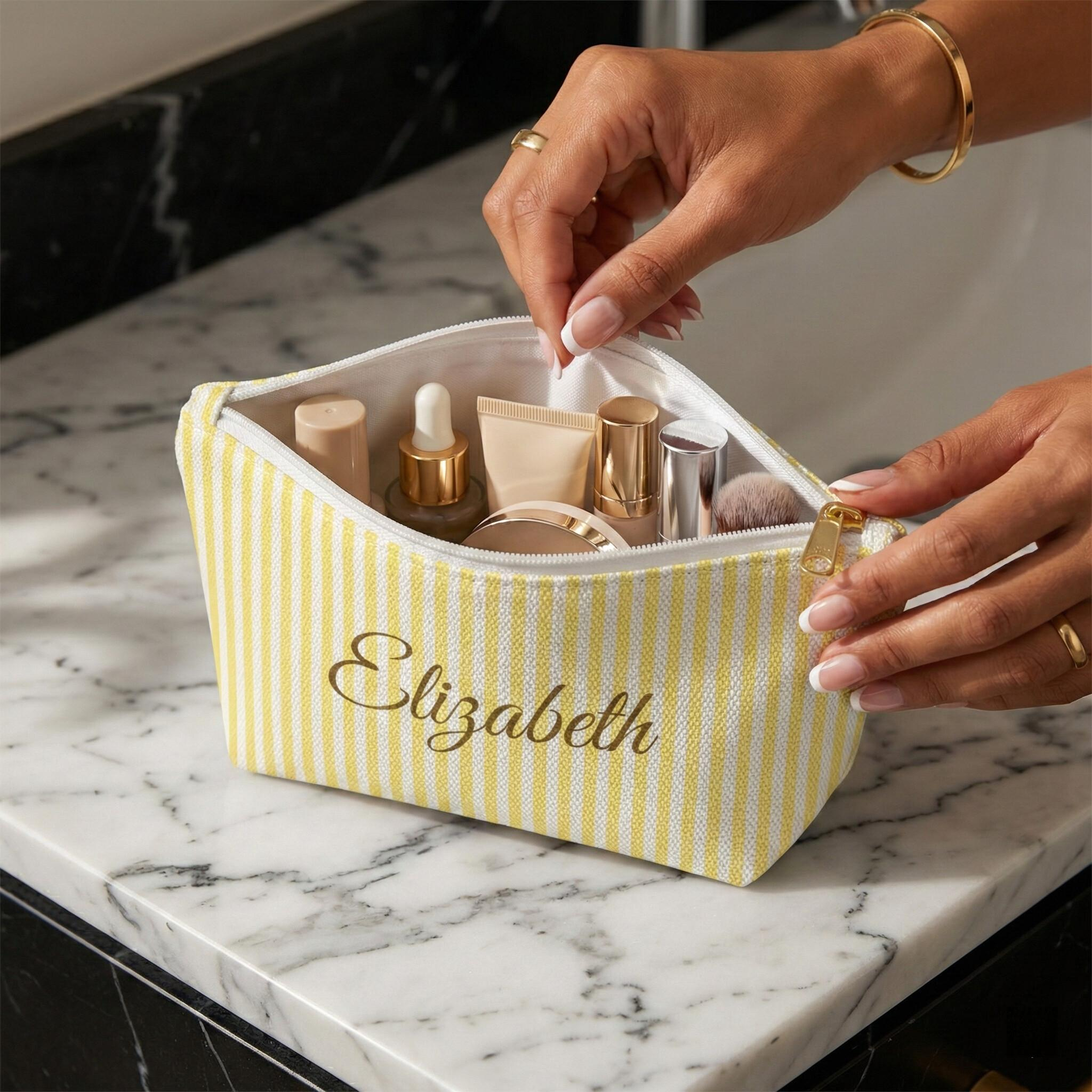 Personalized Makeup Bag: Custom Toiletry Organizer With Zipper