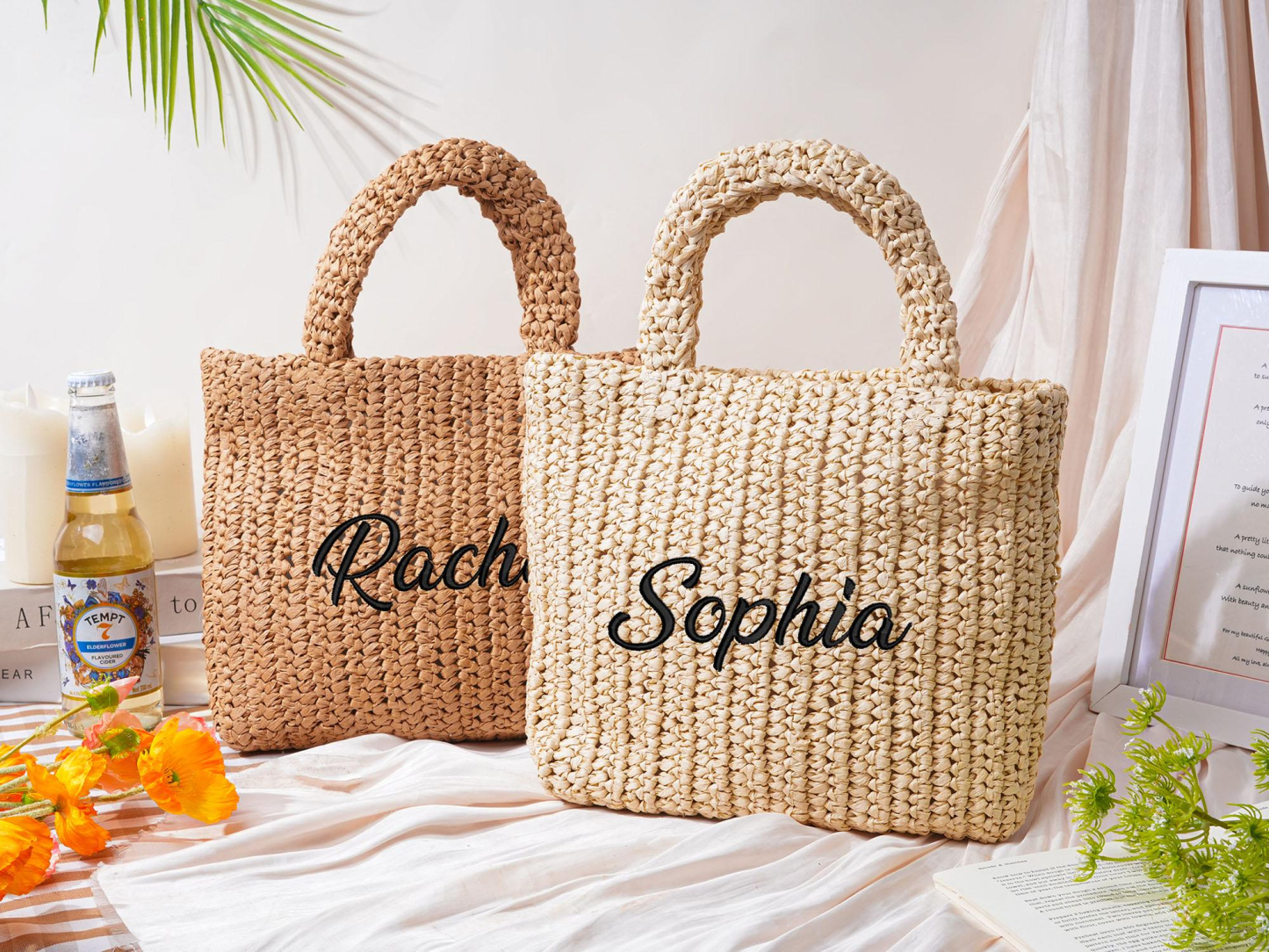 Personalized Embroidery Name Beach Straw Bag