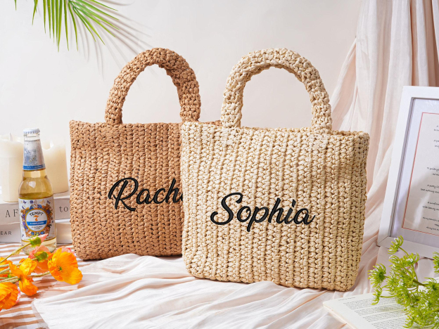 Personalized Embroidery Name Beach Straw Bag