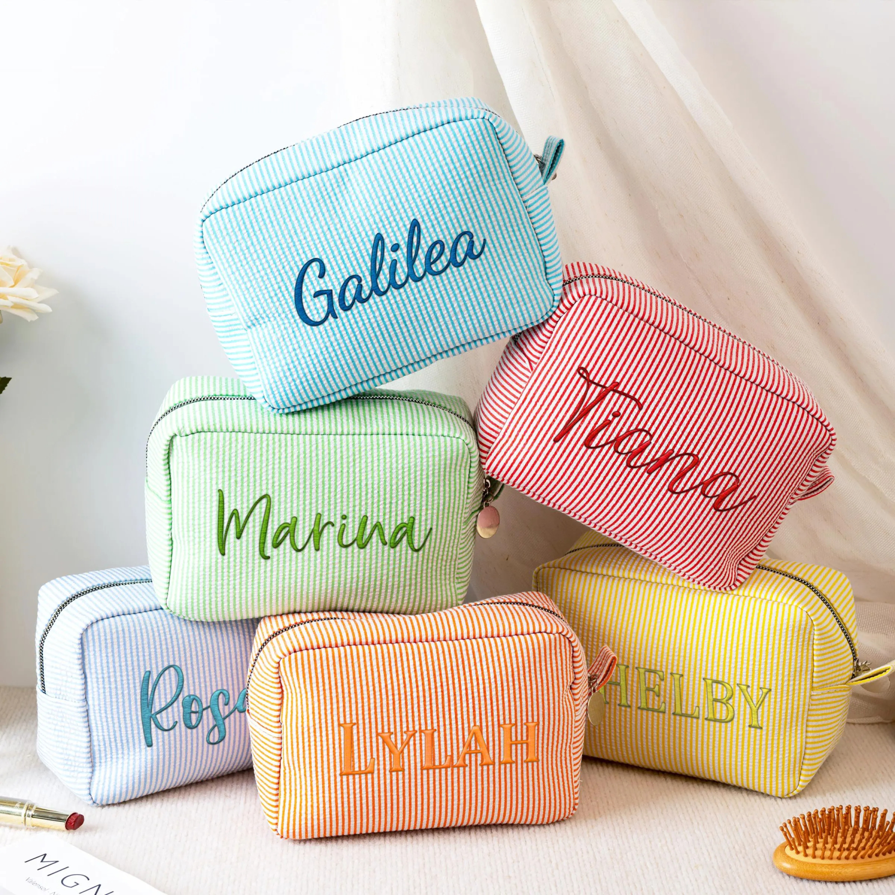Personalized Embroidered Makeup Bag with Name