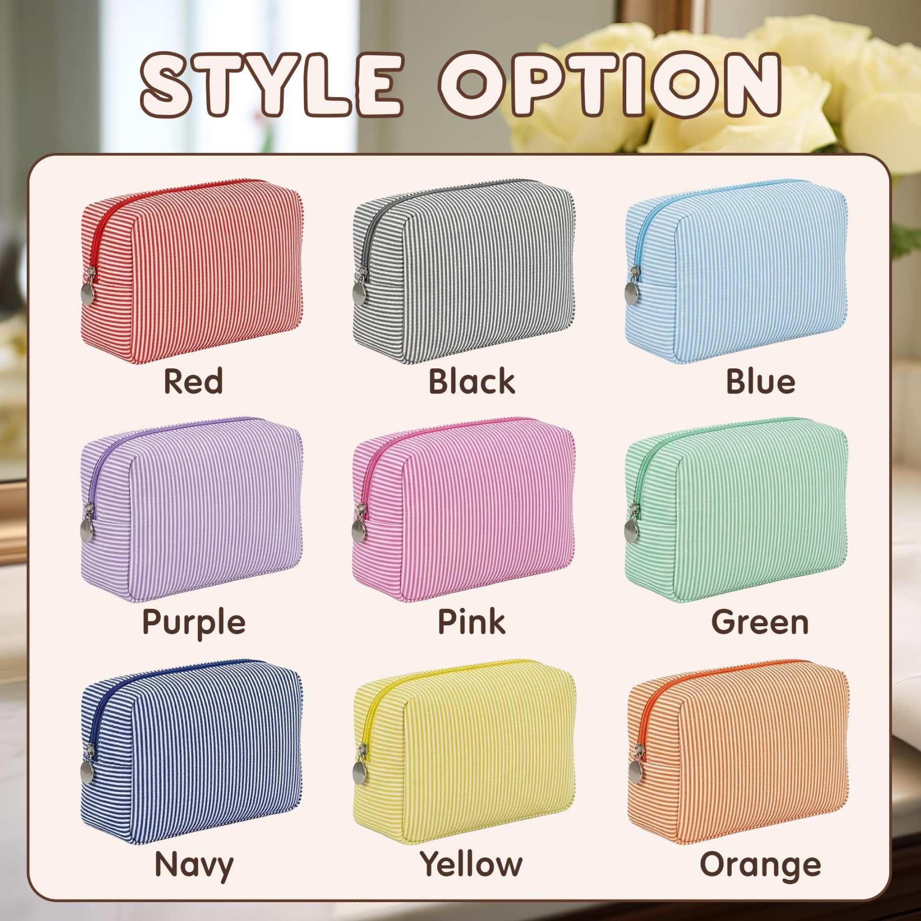 Personalized Seersucker Cosmetic Bag