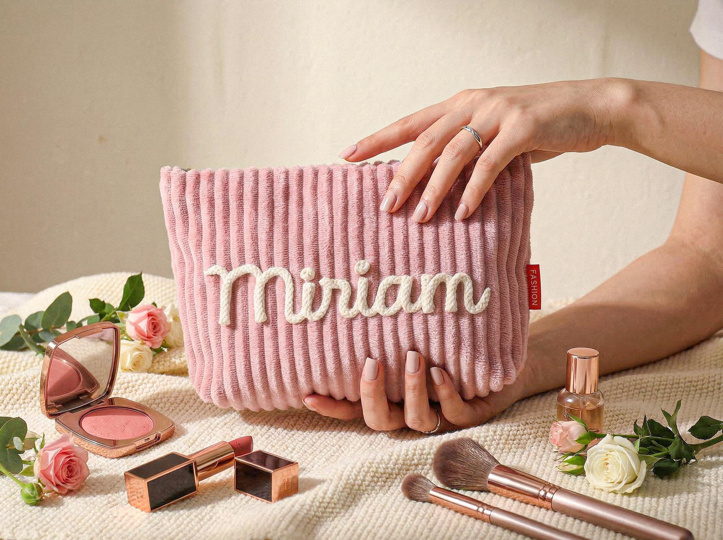 Personalized Name Corduroy Makeup Bag