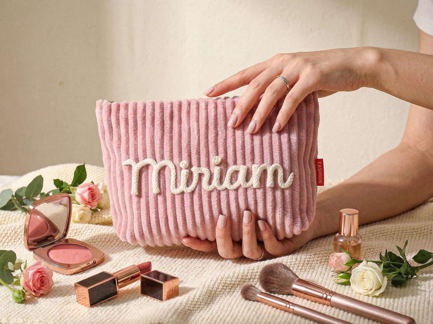 Personalized Name Corduroy Makeup Bag