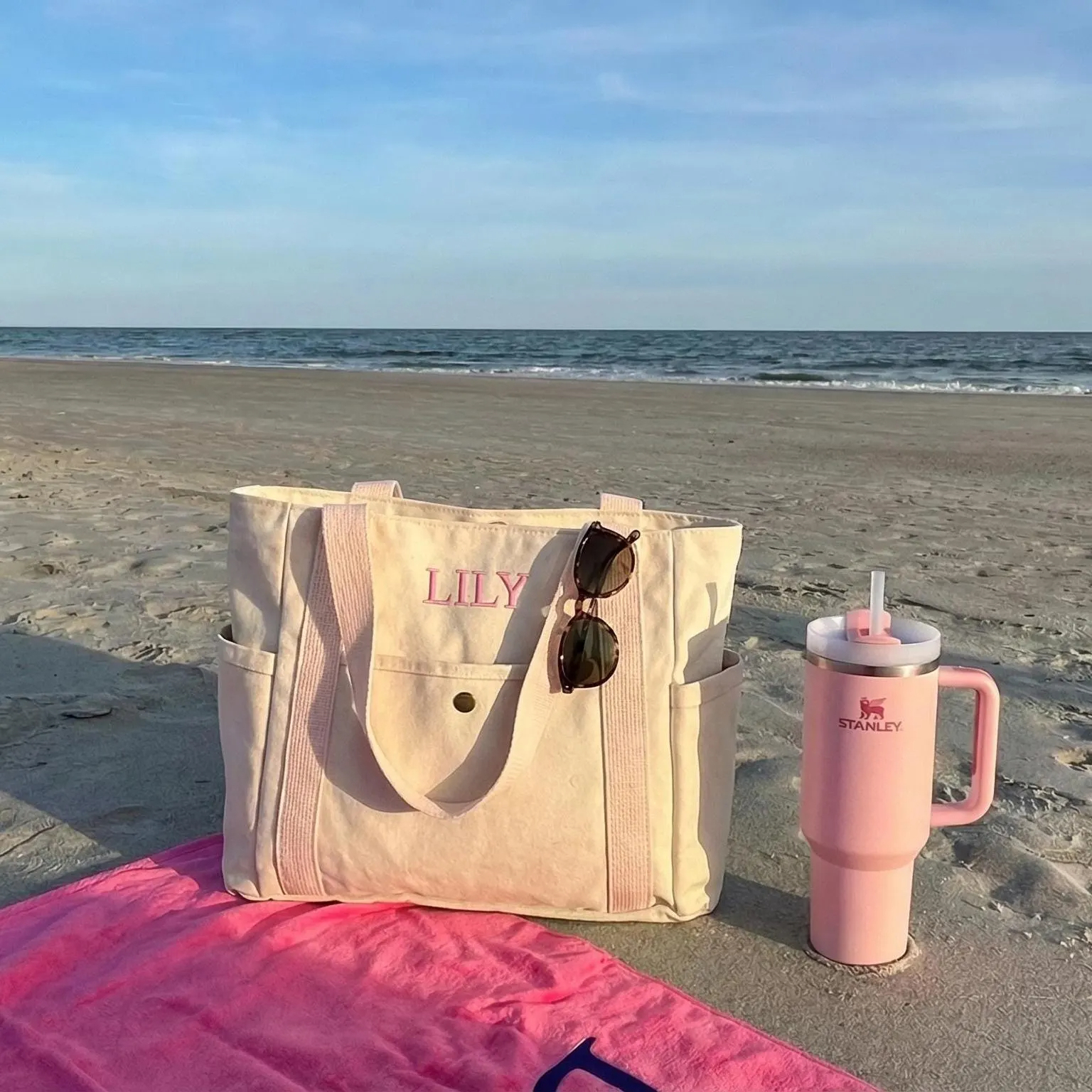 Personalized Embroidered Name Cotton Canvas Tote Bag