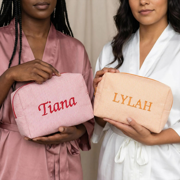 Personalized Embroidered Makeup Bag with Name