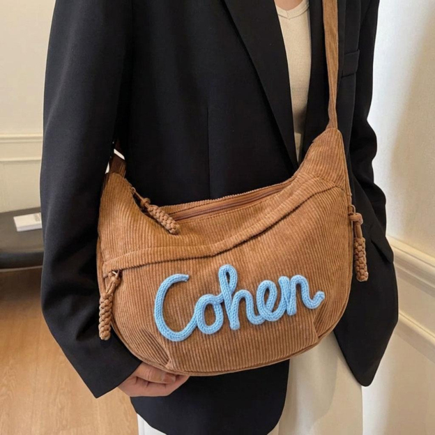Personalized Corduroy Crossbody Bag