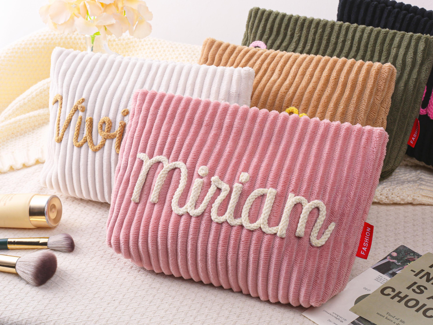 Personalized Name Corduroy Makeup Bag