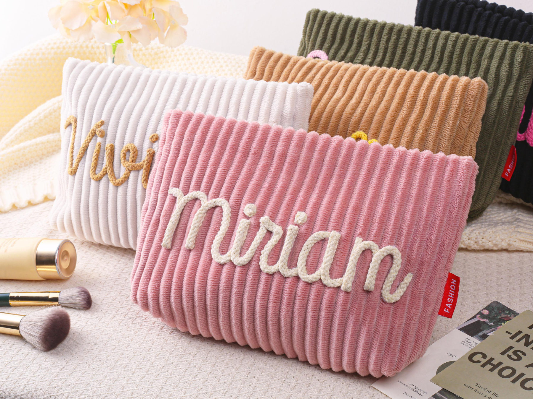 Personalized Name Corduroy Makeup Bag