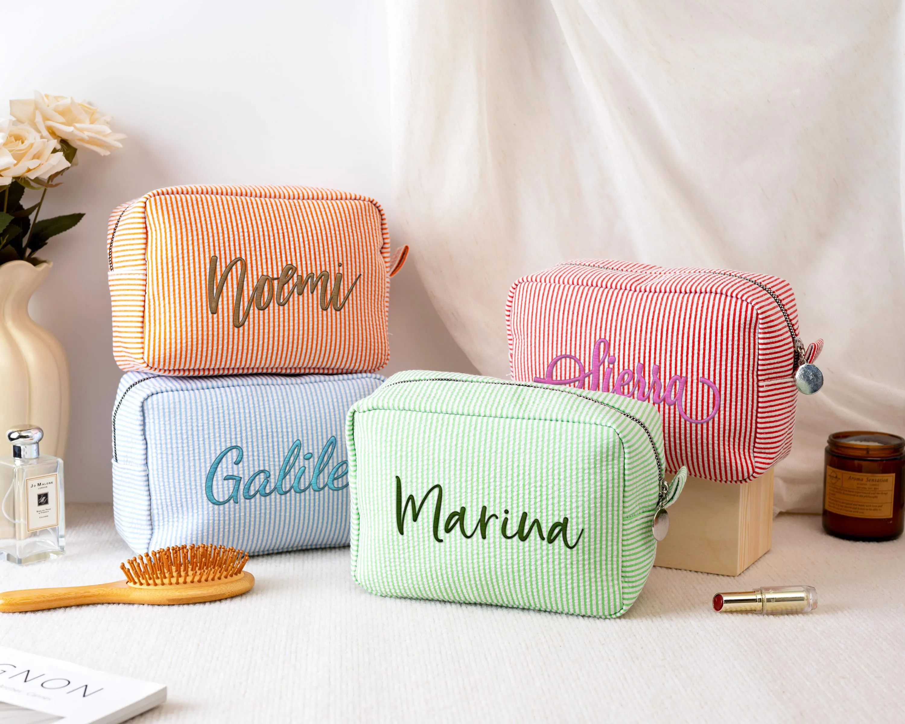 Personalized Embroidered Makeup Bag with Name