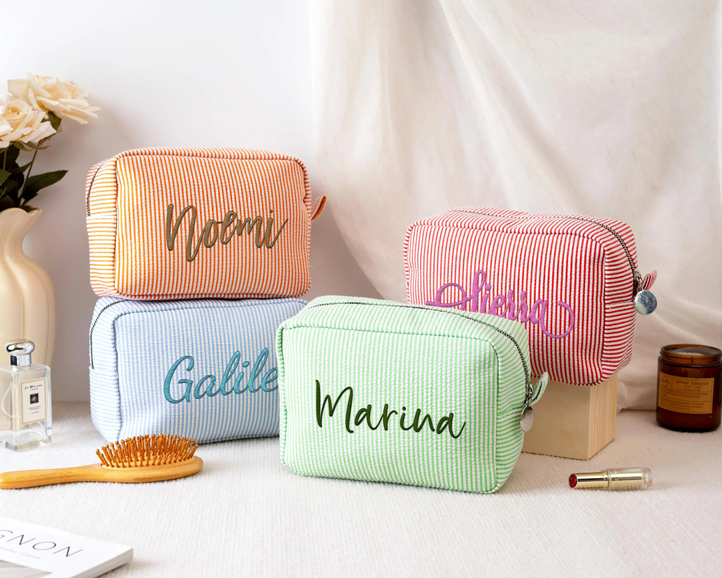 Personalized Embroidered Makeup Bag with Name