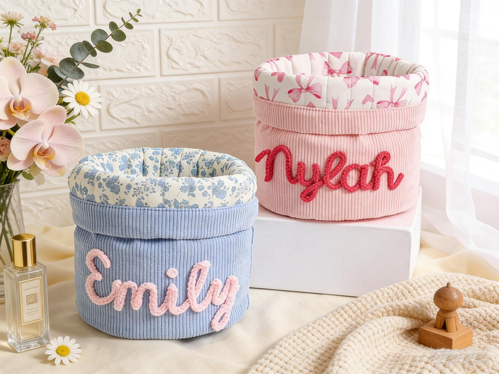 Personalized Corduroy Drawstring Makeup Bag