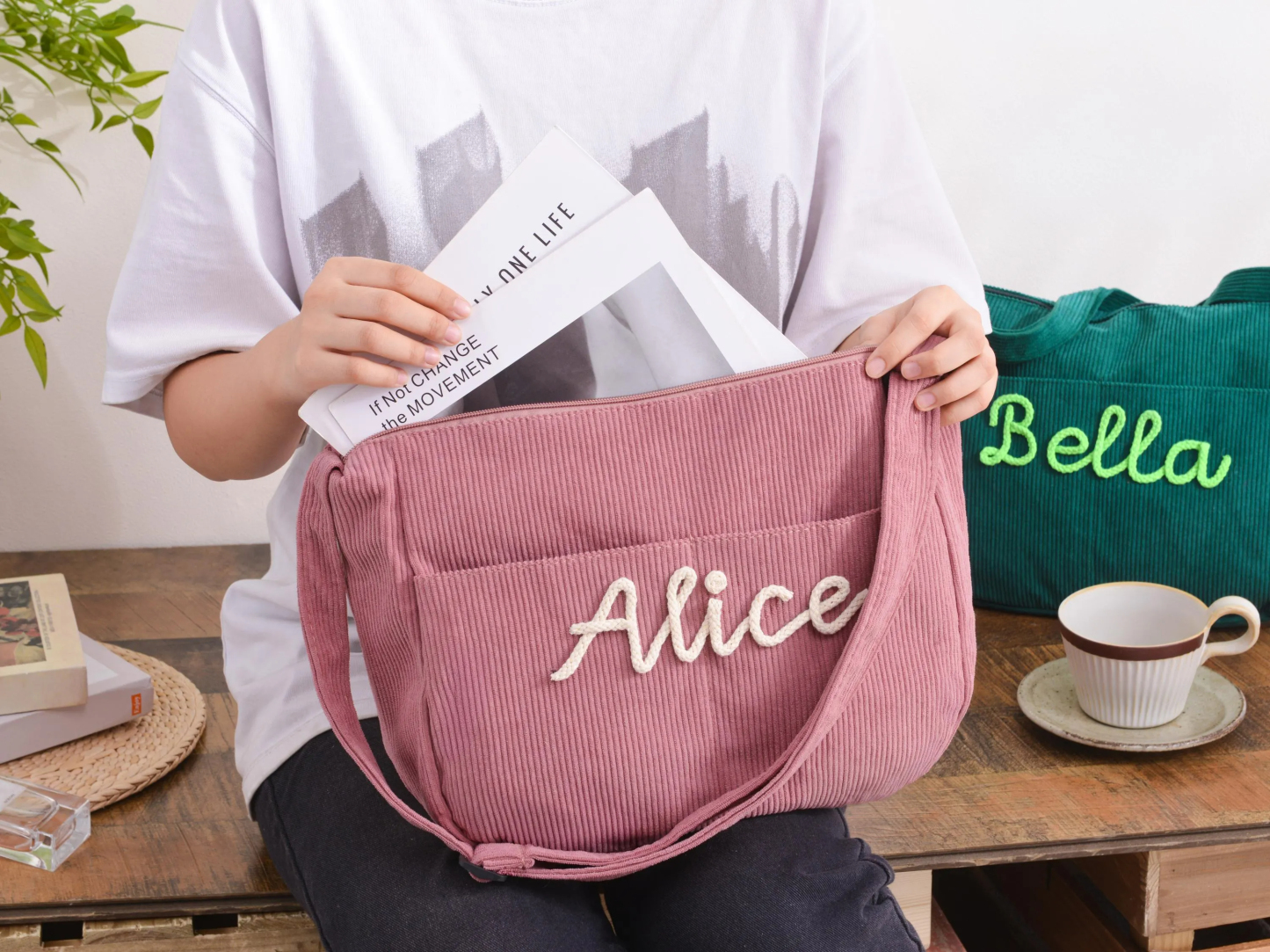Personalized Corduroy Bag