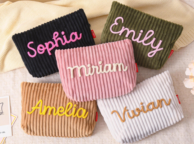 Personalized Name Corduroy Makeup Bag