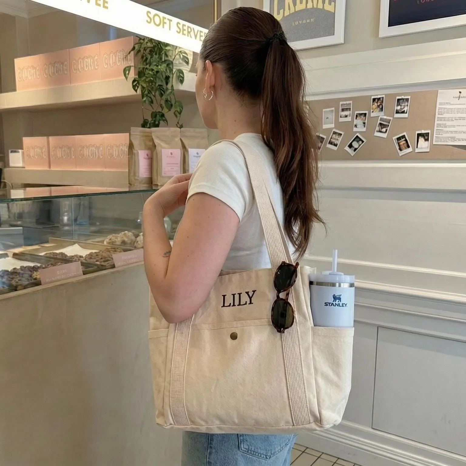 Personalized Embroidered Name Cotton Canvas Tote Bag