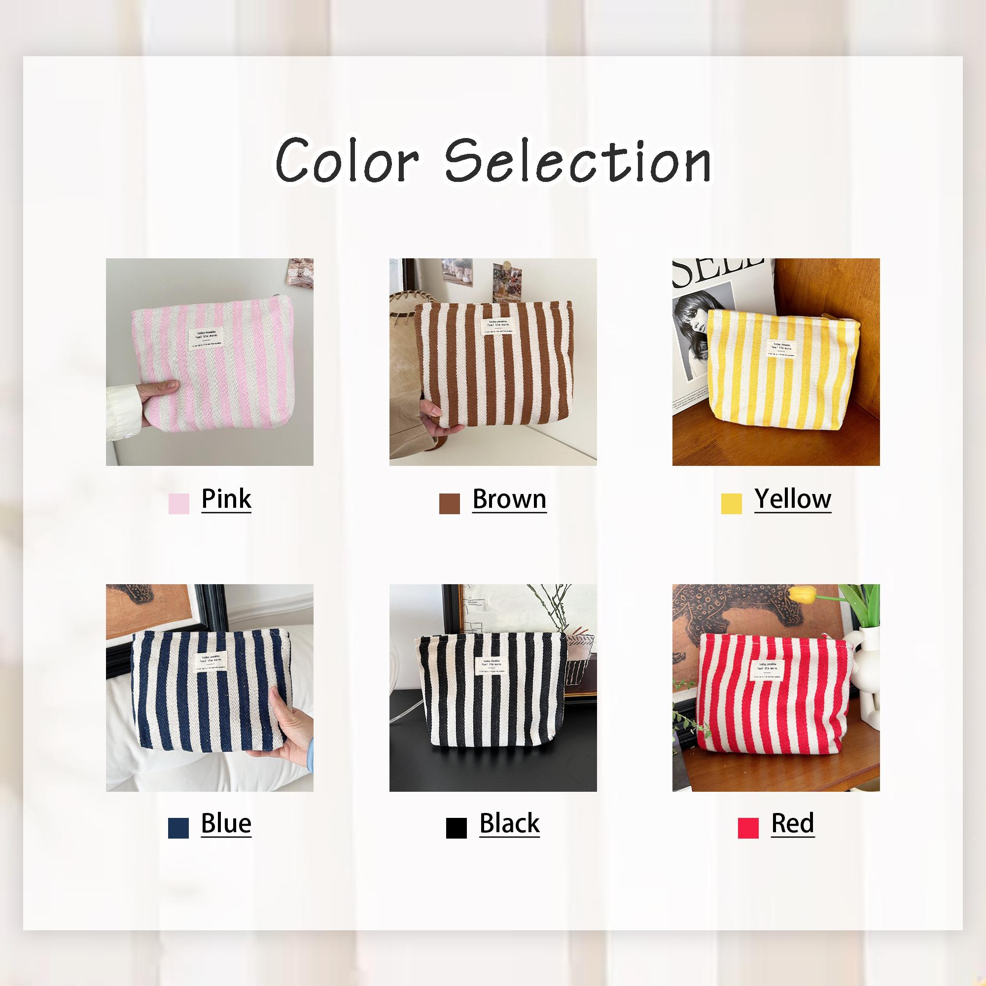 Pastel Striped Monogramed Makeup Bag