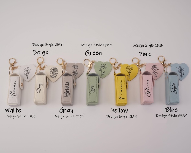 Personalized Lip Balm Bag Keychain with Mirror