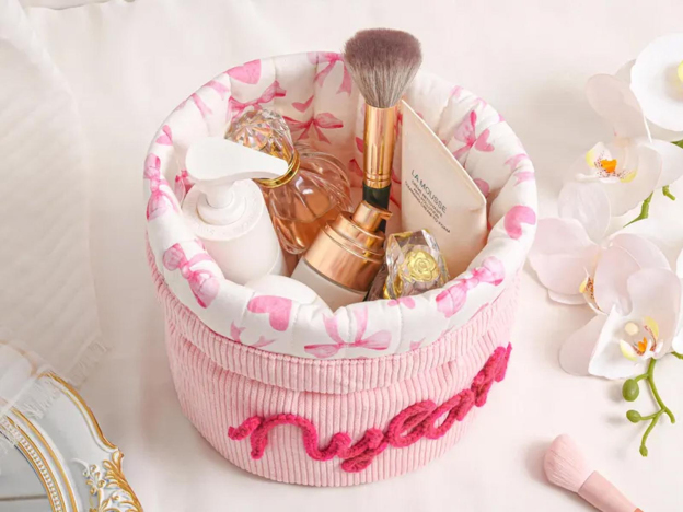 Personalized Corduroy Drawstring Makeup Bag