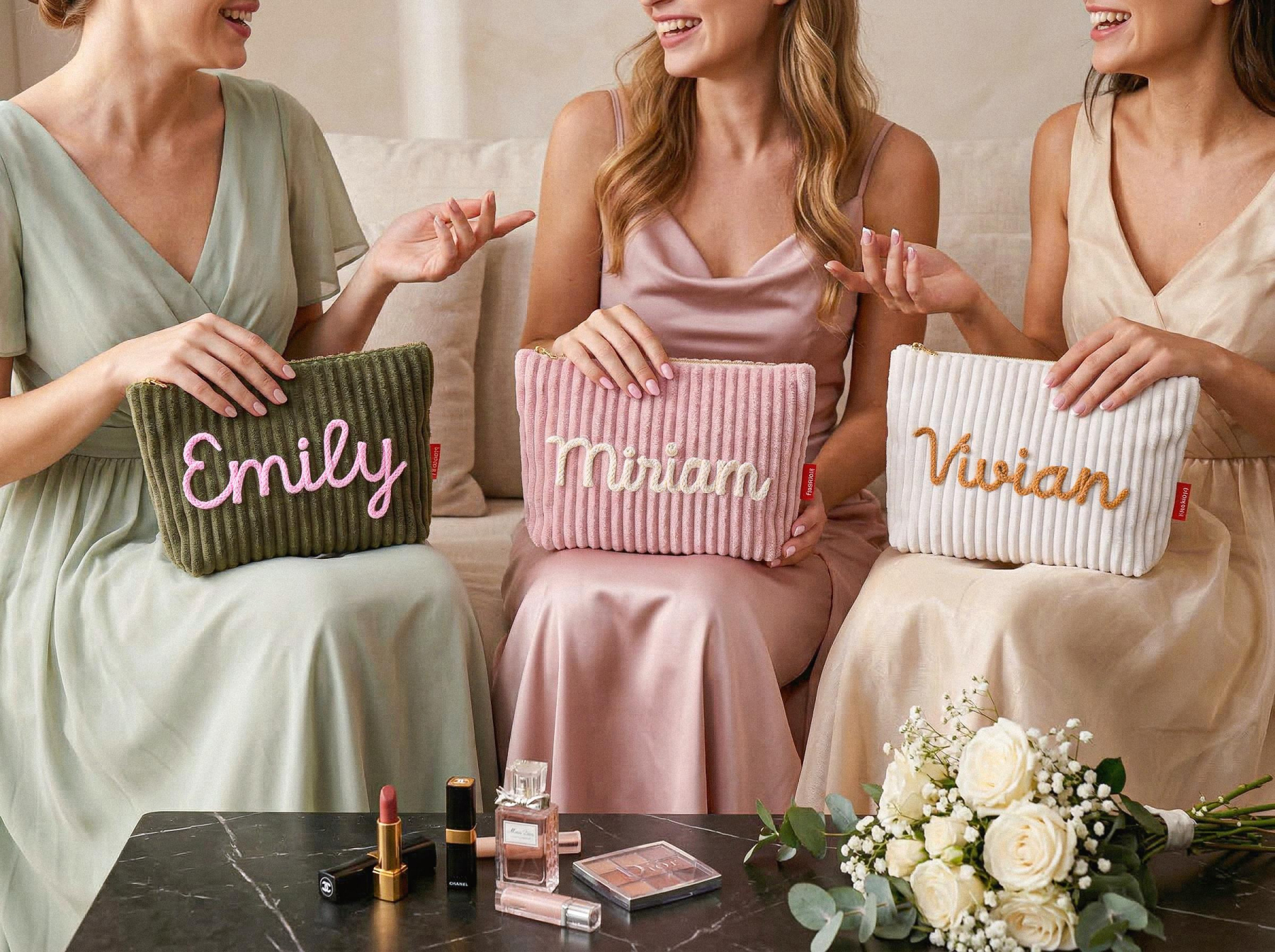 Personalized Name Corduroy Makeup Bag