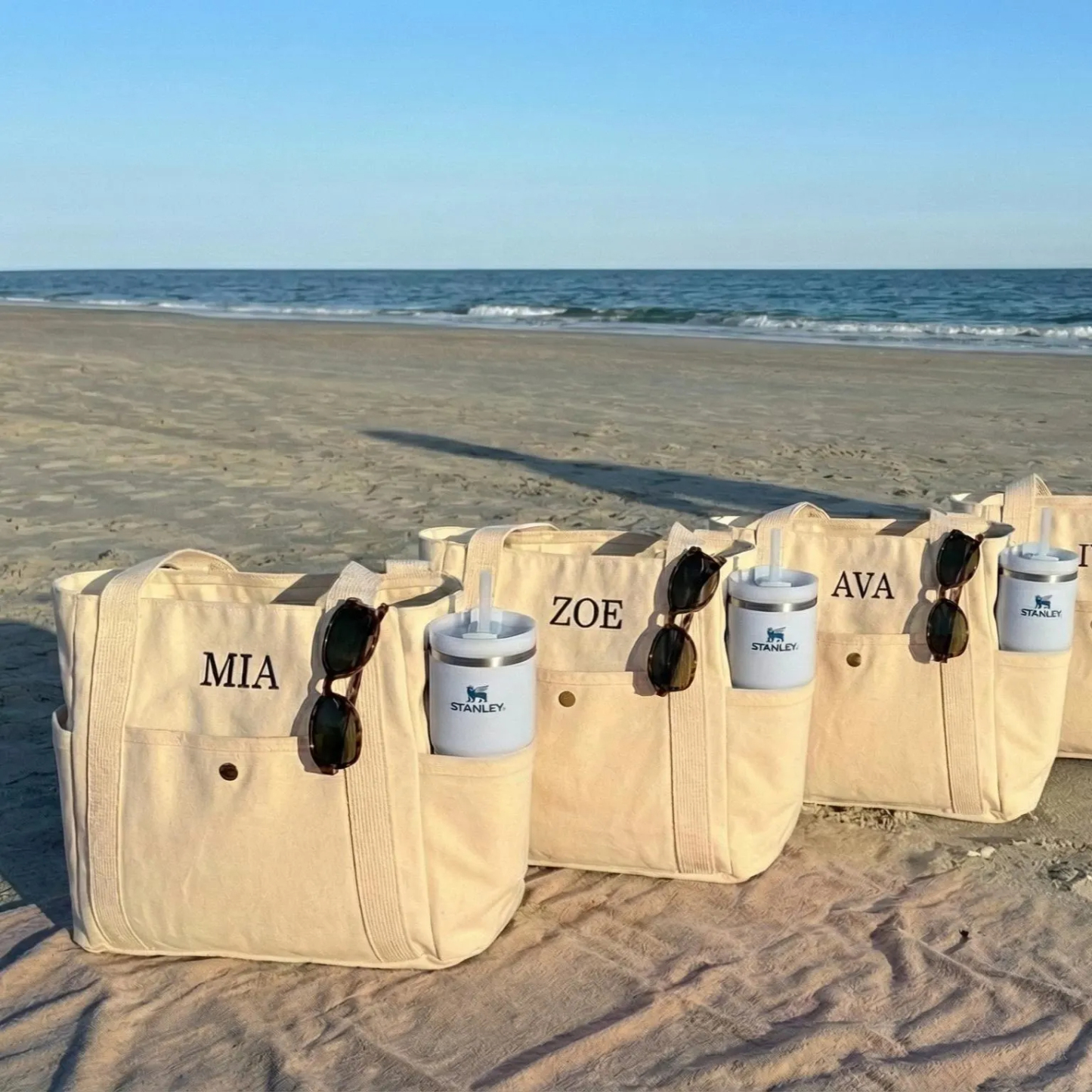 Personalized Embroidered Name Cotton Canvas Tote Bag