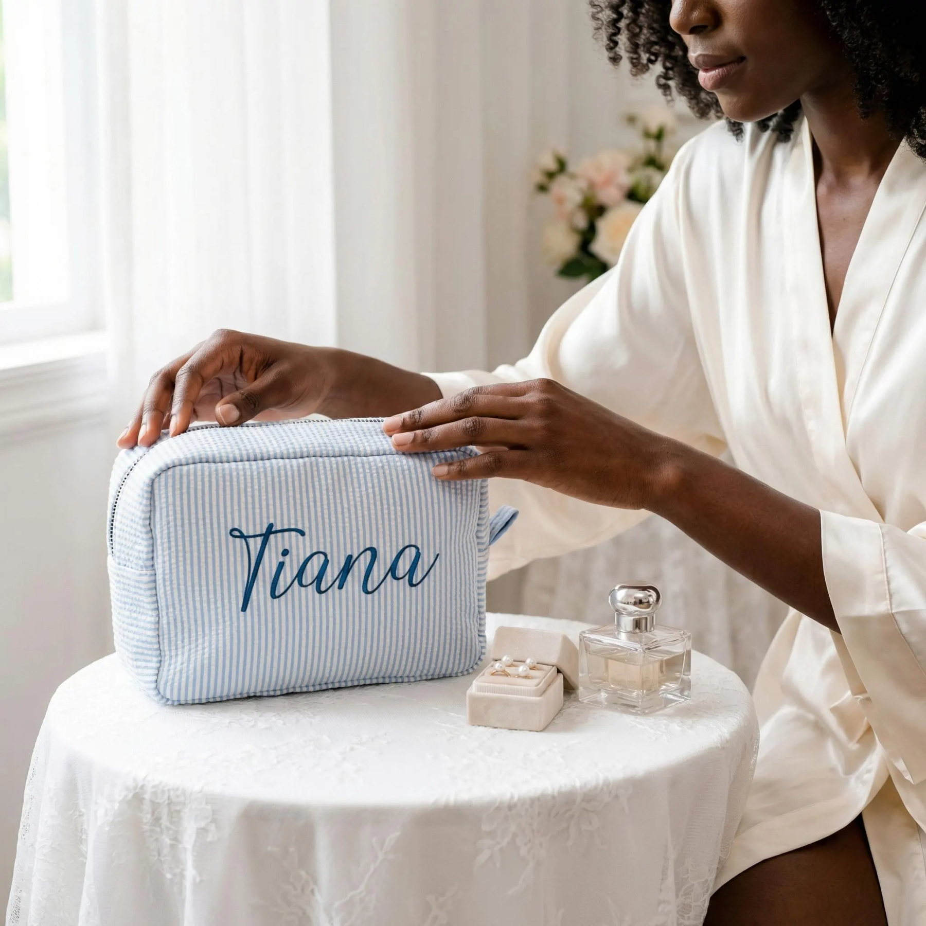 Personalized Embroidered Makeup Bag with Name