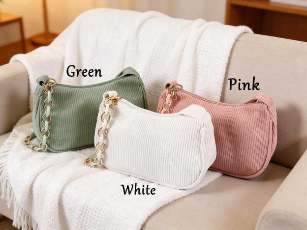 Personalized Corduroy Shoulder Bag