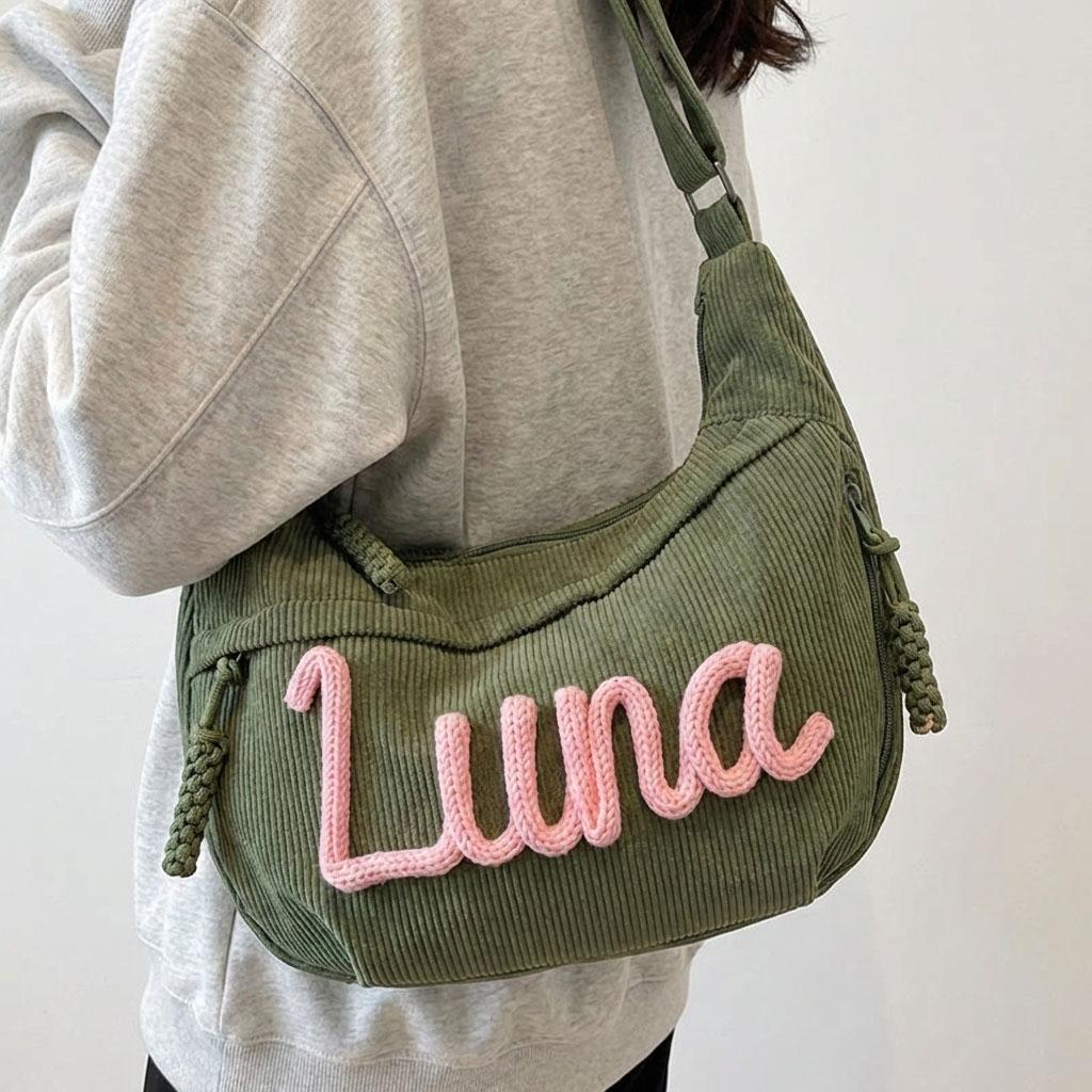 Personalized Corduroy Crossbody Bag
