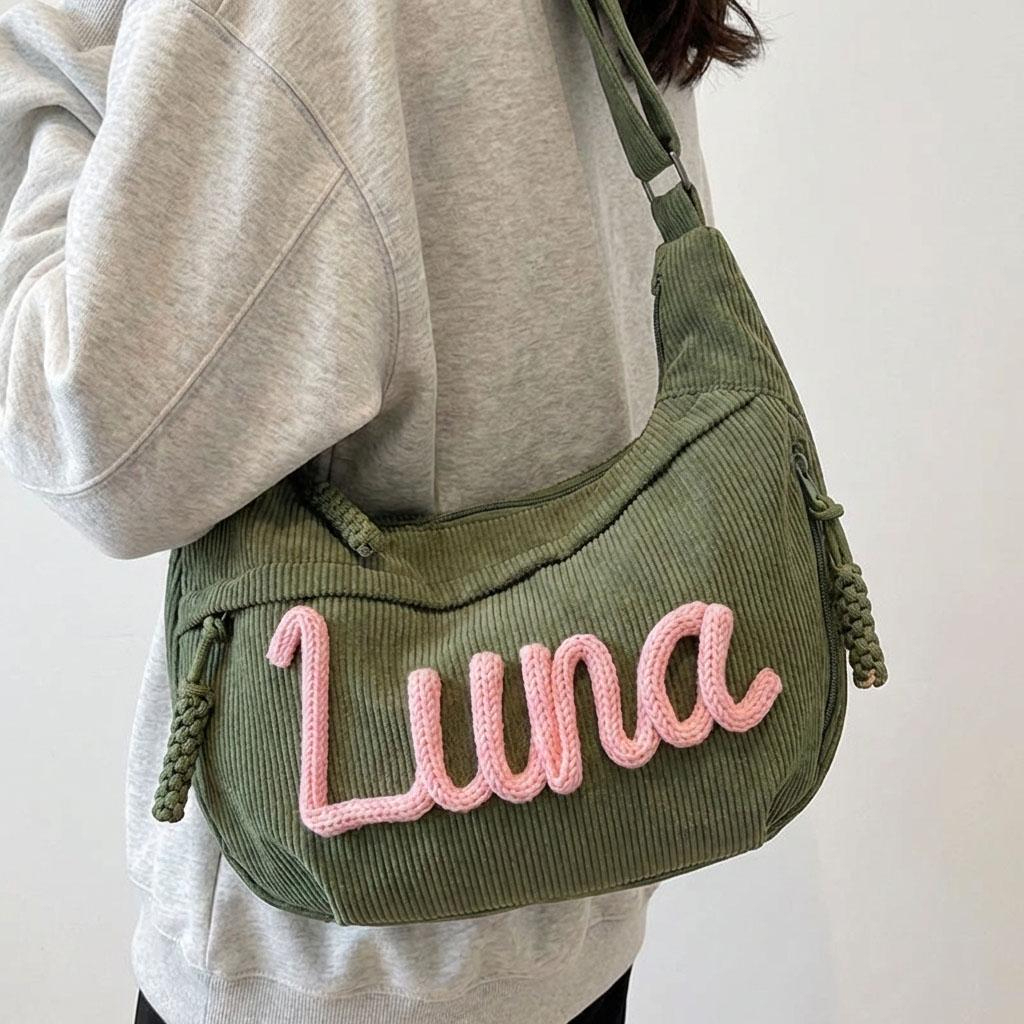 Personalized Corduroy Crossbody Bag