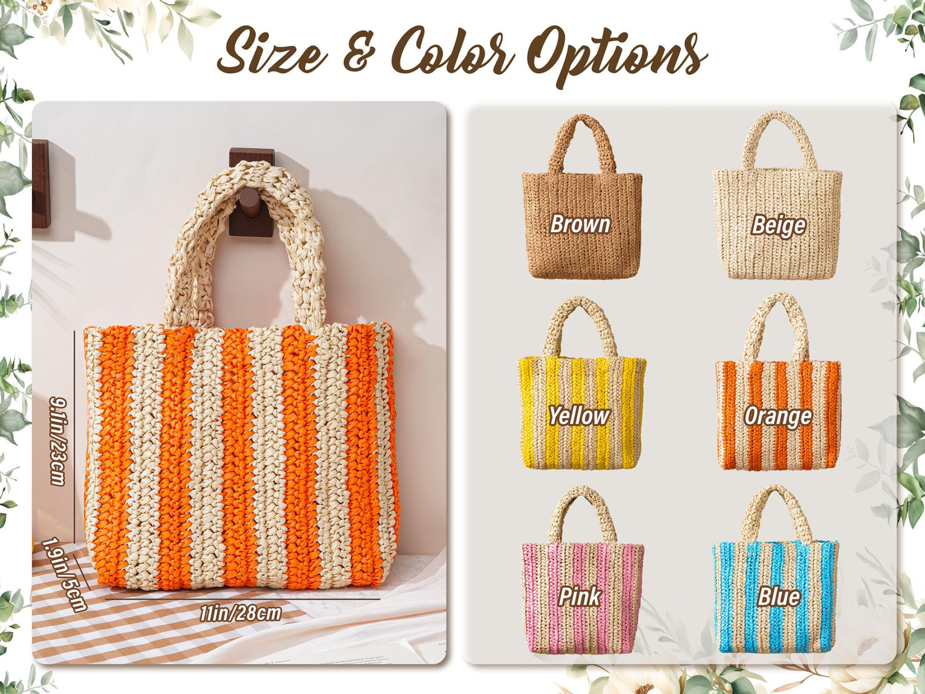 Personalized Embroidery Name Beach Straw Bag