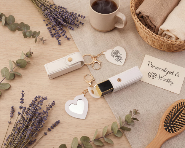 Personalized Lip Balm Bag Keychain with Mirror