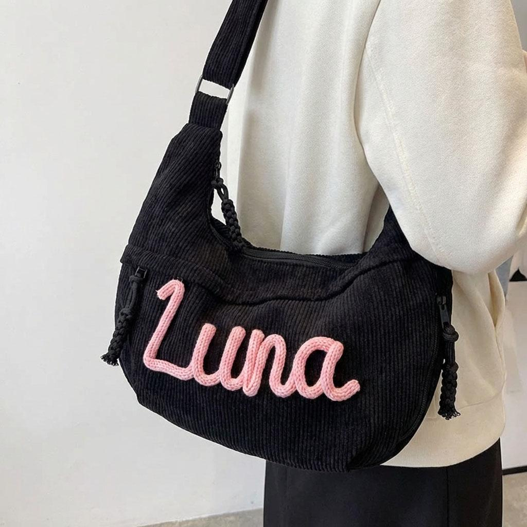 Personalized Corduroy Crossbody Bag