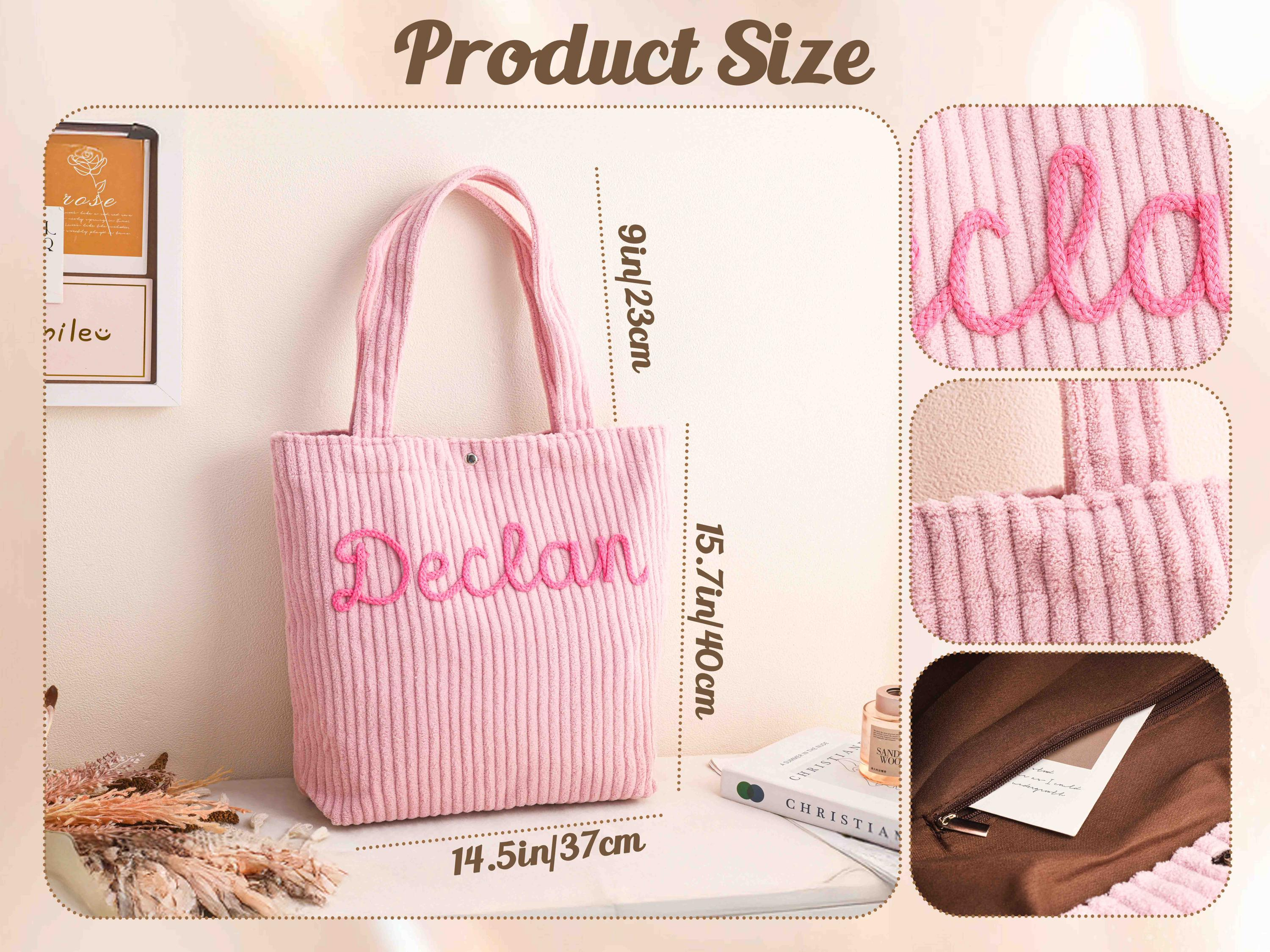 Personalized Embroidered Corduroy Tote