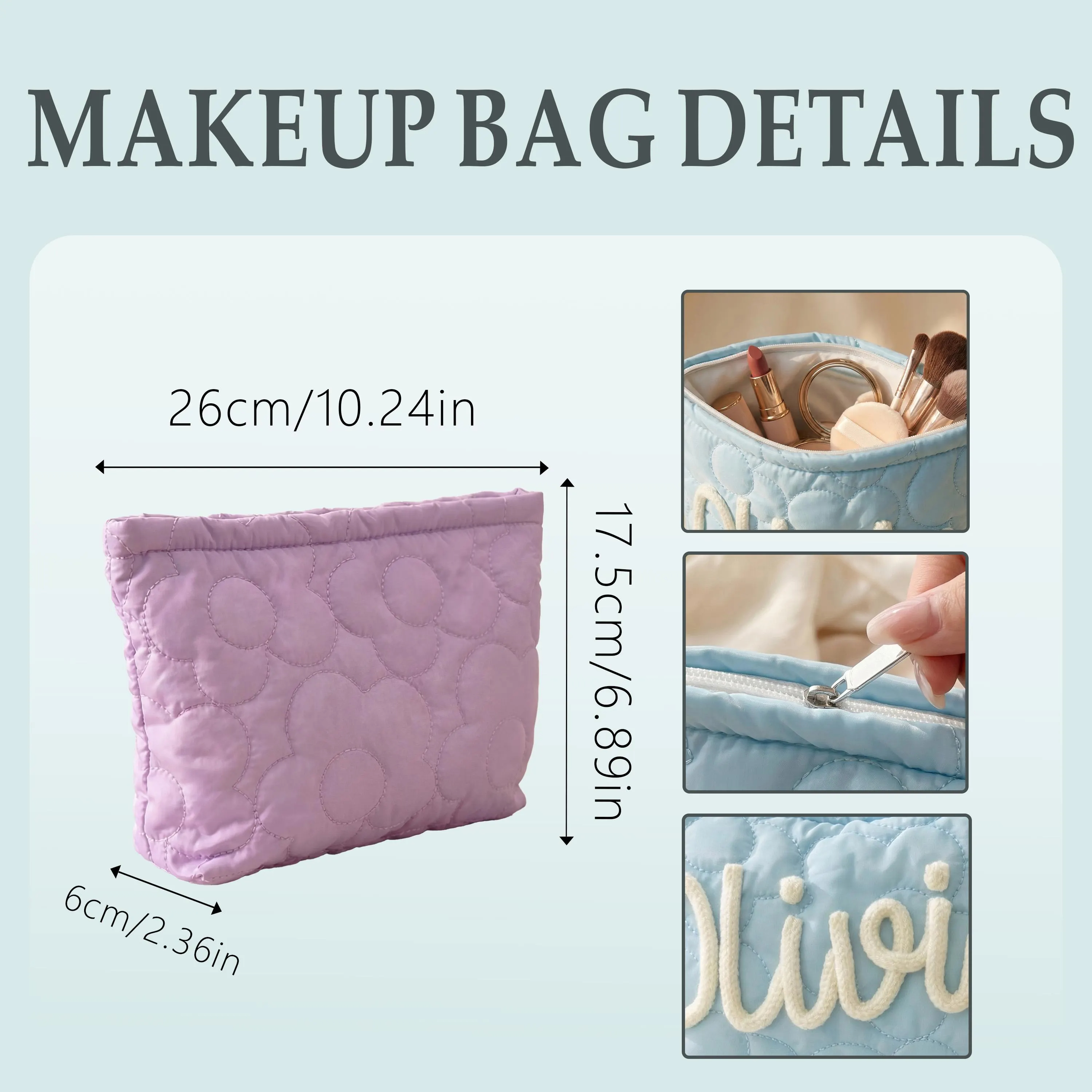 Personalized Quilted Makeup Bag