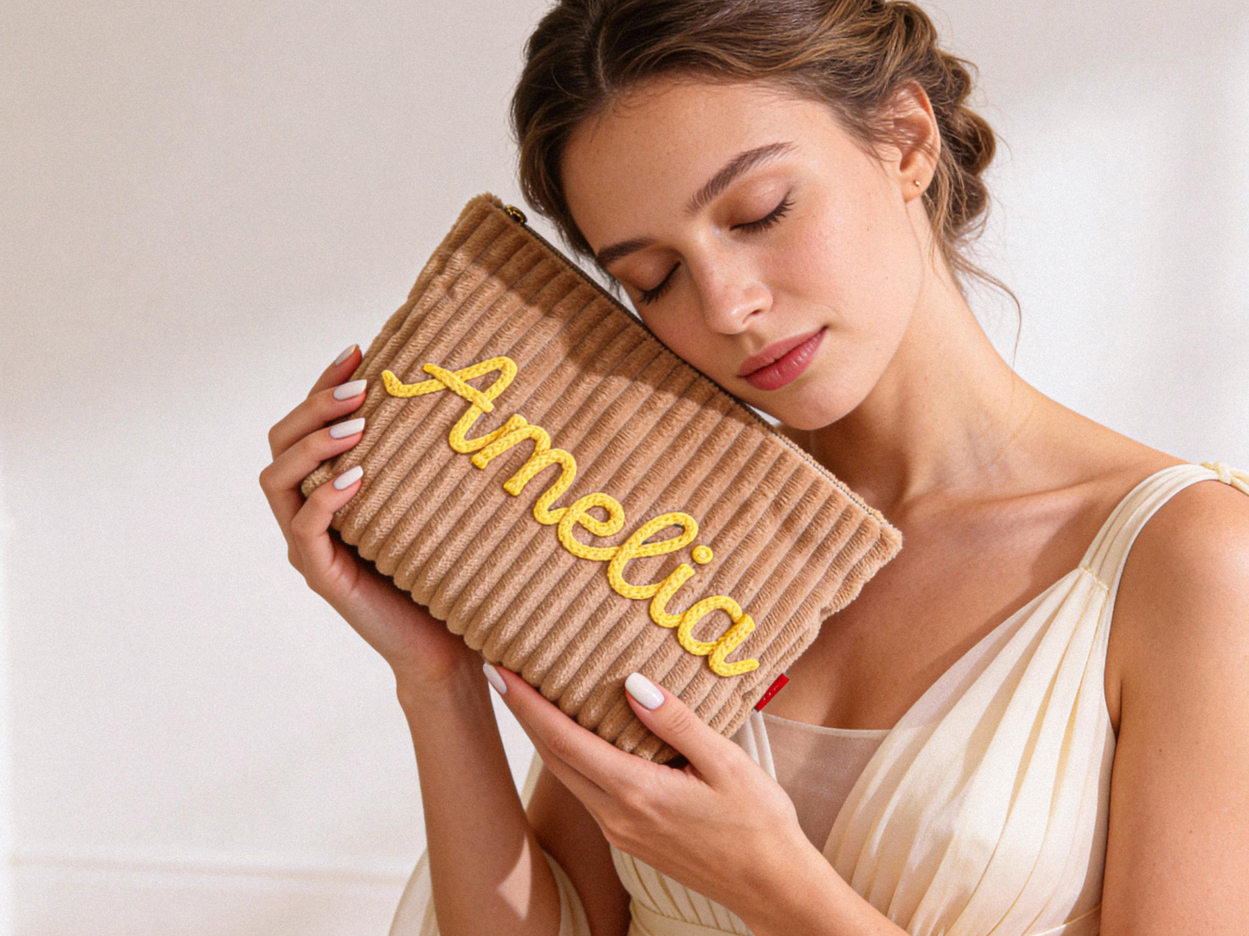 Personalized Name Corduroy Makeup Bag